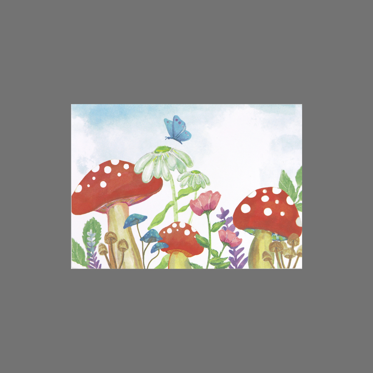 Pack of 8 Mushrooms, Butterly and Flowers (10085) JuLu Cards