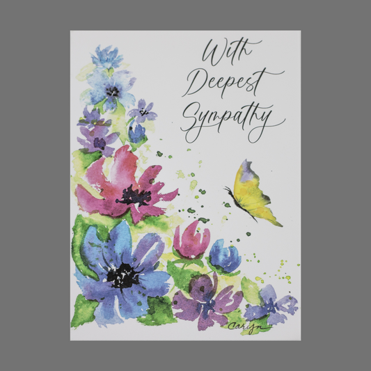 Pack of 4 - "With Deepest Sympathy" with Flowers and Butterfly (20063)