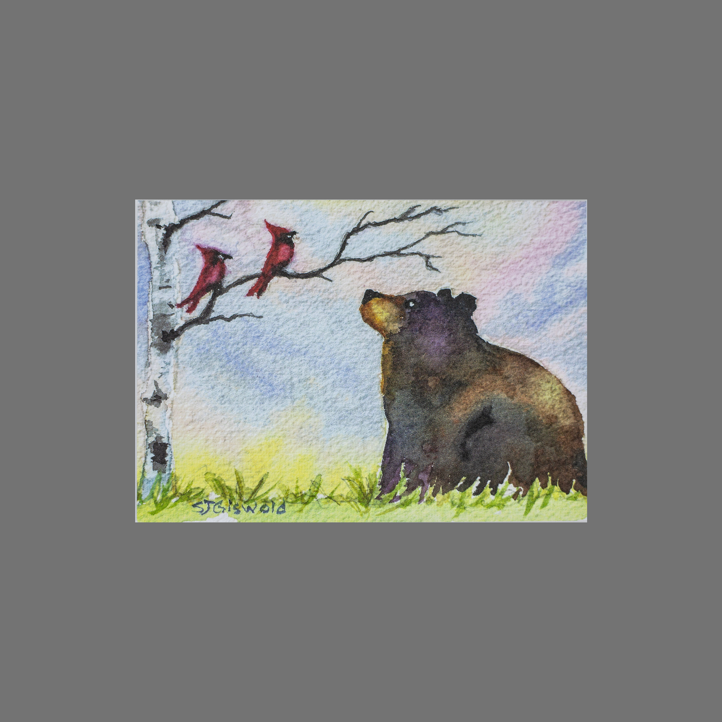 Pack of 8 - Bear with Two Cardinals (10093)