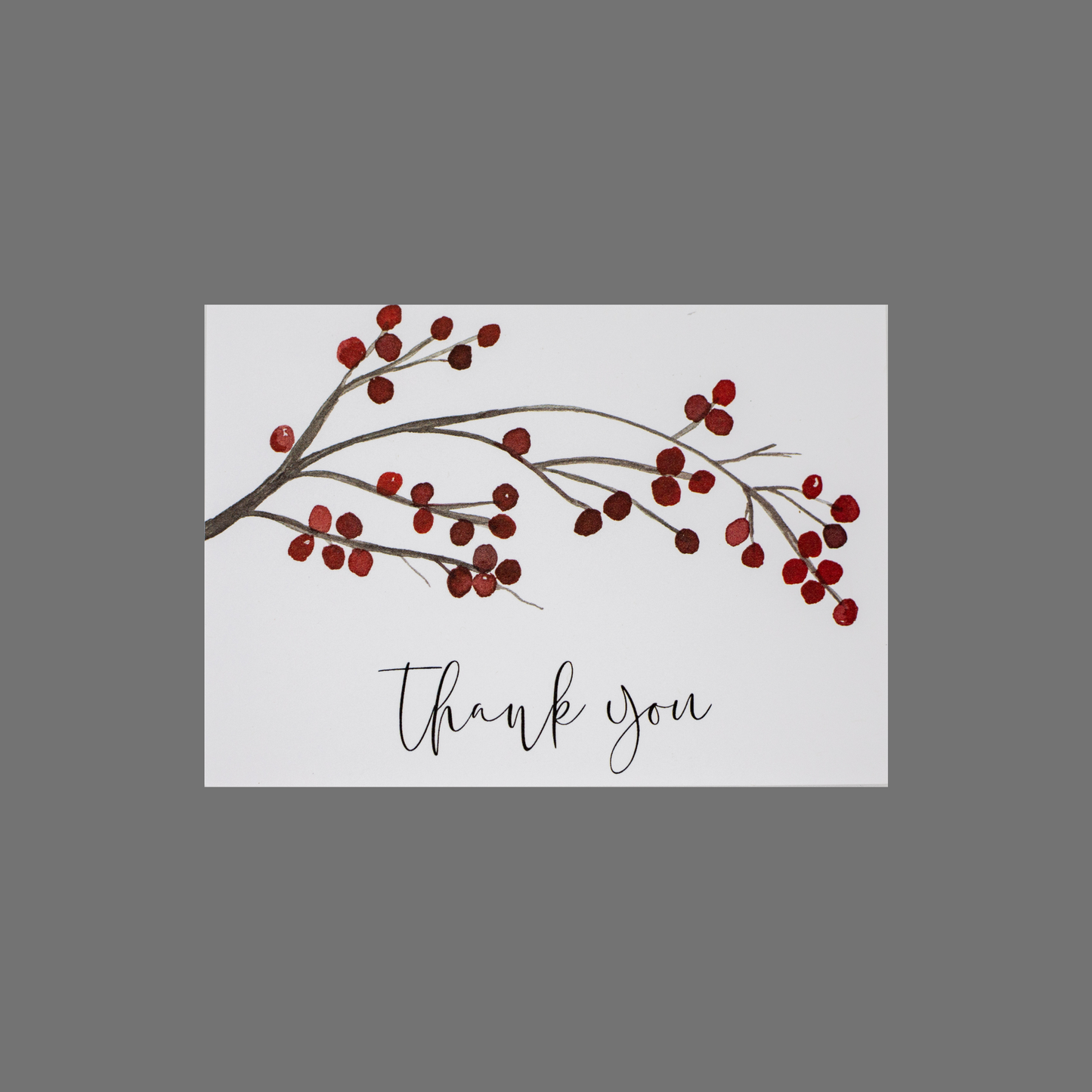 Pack of 8 - "Thank you" with Large Berries on a Single Branch (10094)
