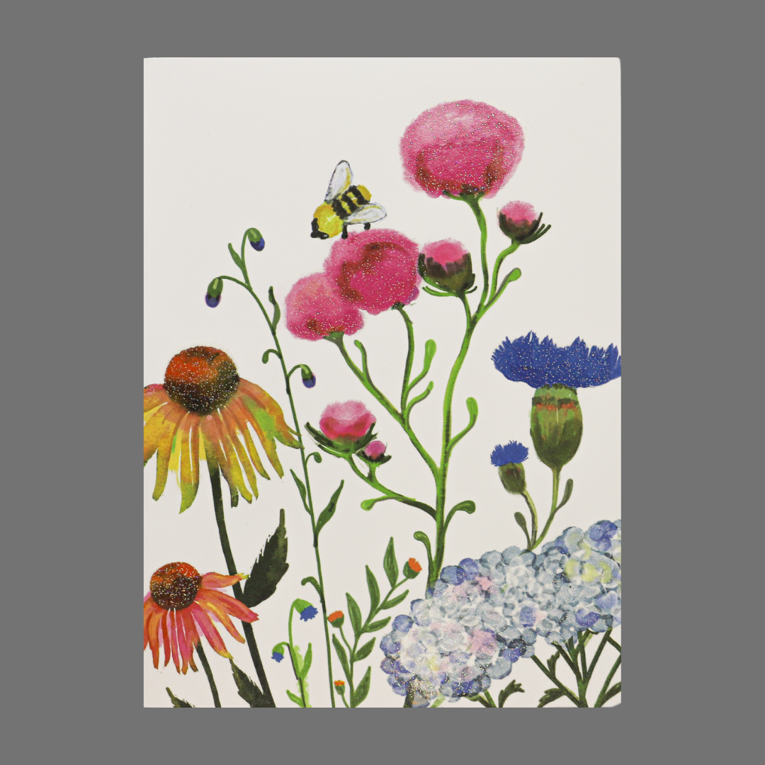 Pack of 4 - Bee on Pink Flowers with Other Various Flowers (20013)