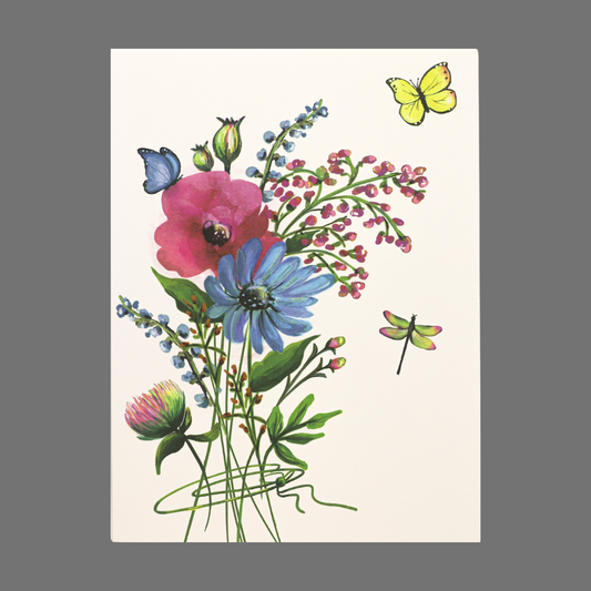 Pack of 4 - Bundle of Various Flowers with Butterflies and a Dragonfly (20029)