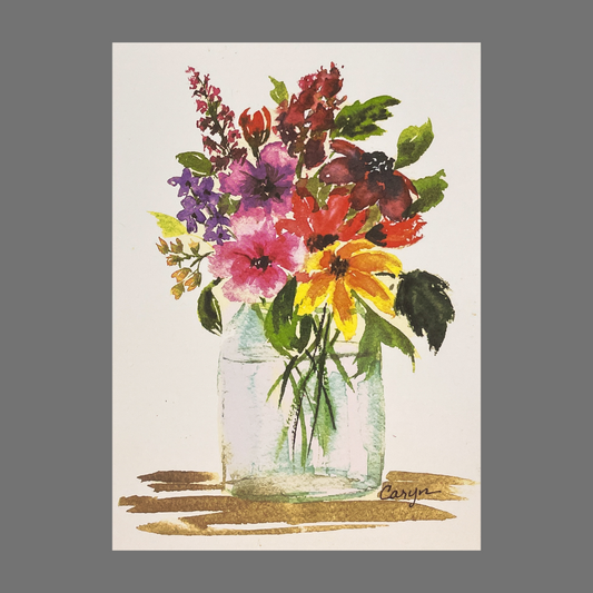 Pack of 4 - Flower Arrangement in Clear Vase (20054)