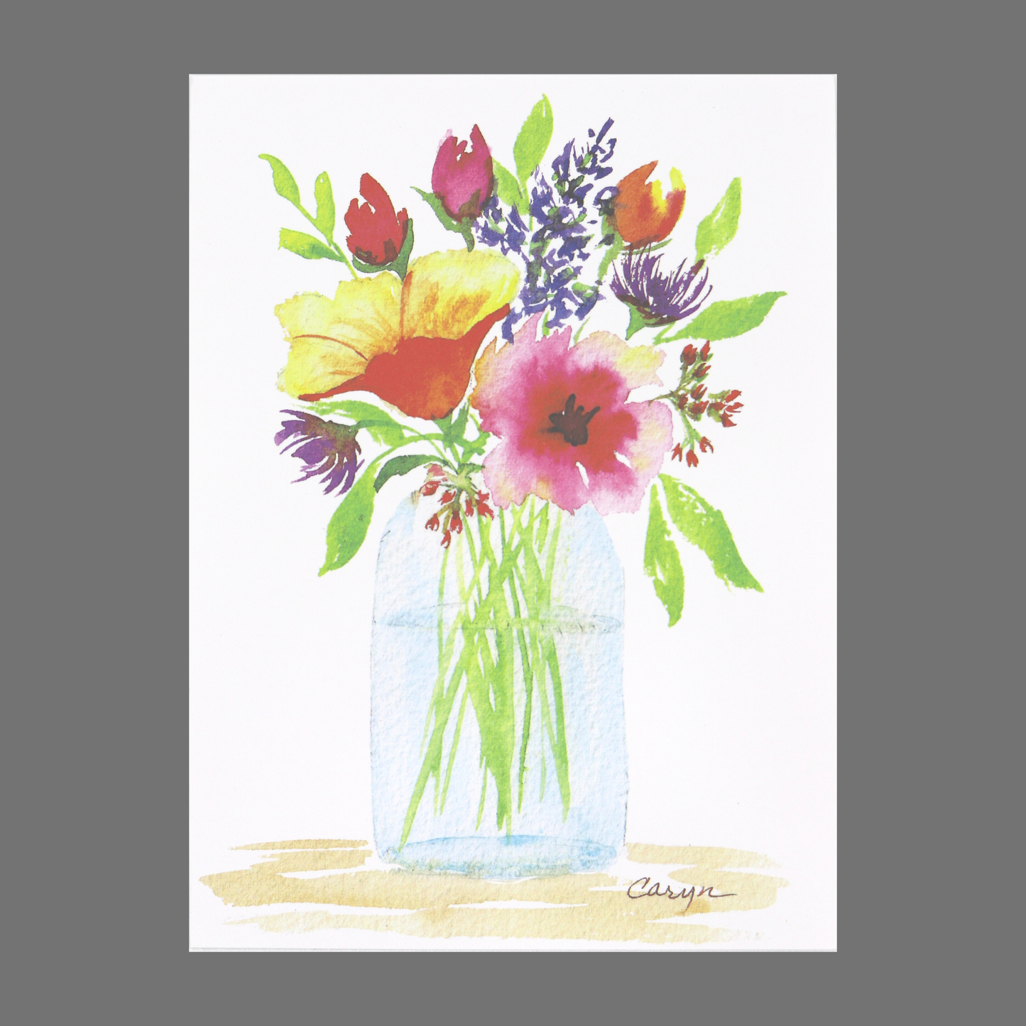 Pack of 4 - Flowers in a Clear Vase (20055)