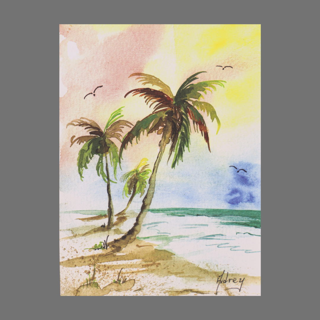 Pack of 4 - Palm Tress on Beach Sunset (20025)