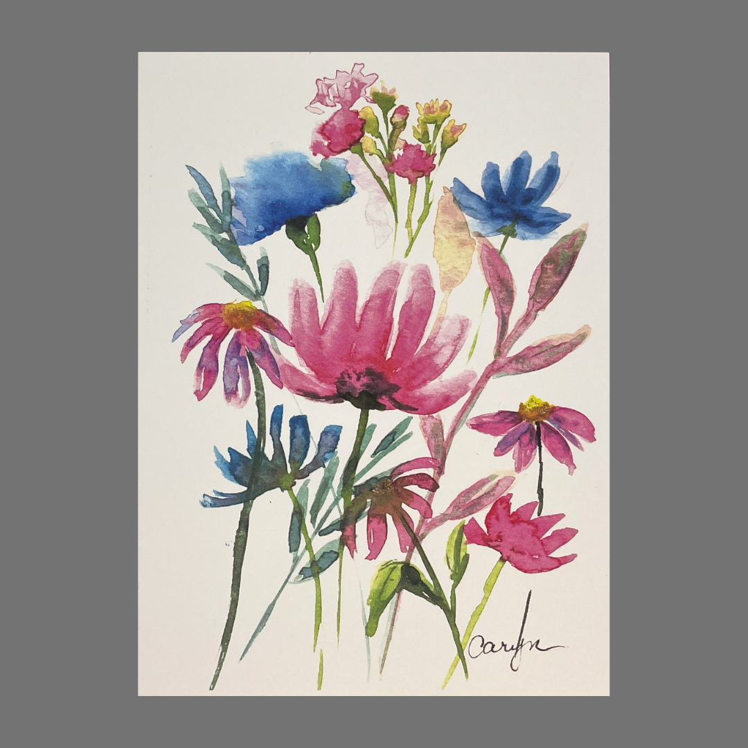Pack of 4 - Pink and Blue Flowers (20051)