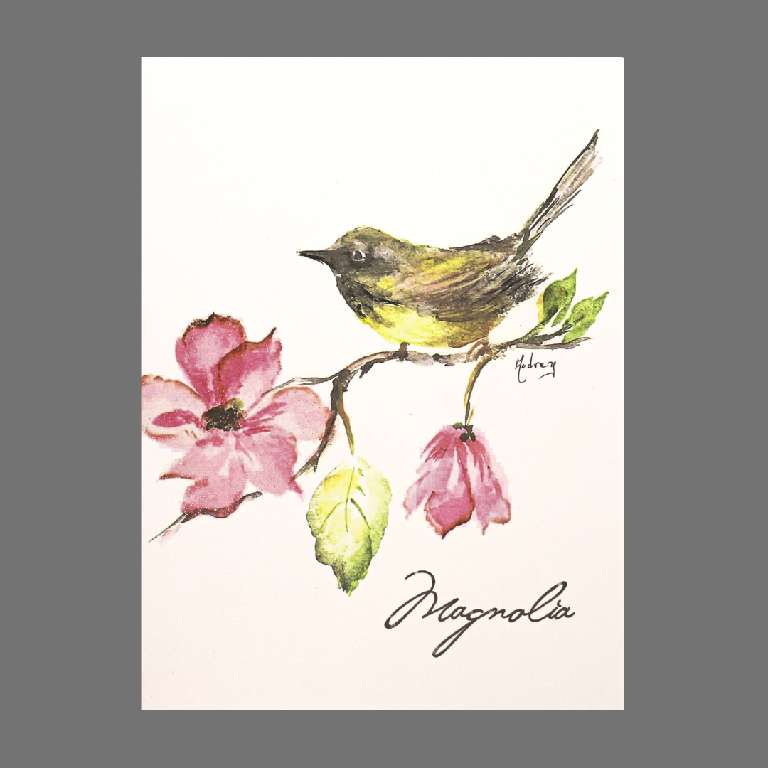 Pack of 4 - "Magnolia" with Bird and Flowers (20015)