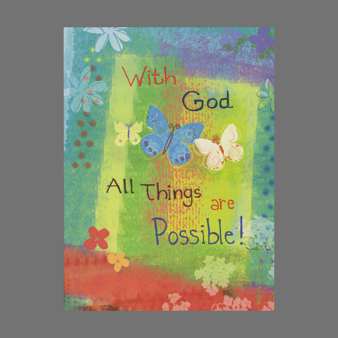 Pack of 4 - With God all Things are Possible with Butterflies and Flowers (20021)