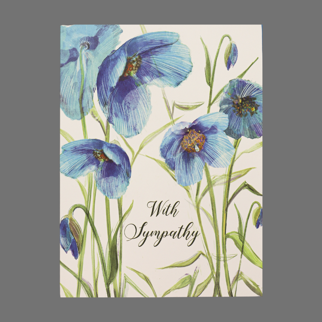 Pack of 4 - "With Sympathy" with Blue Flowers (20016)