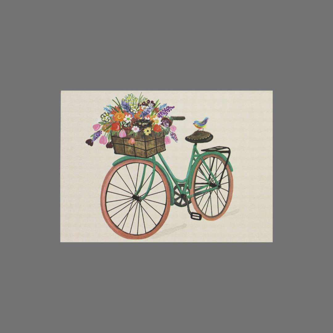 Pack of 8 - Bike with Flowers in Basket (10004)