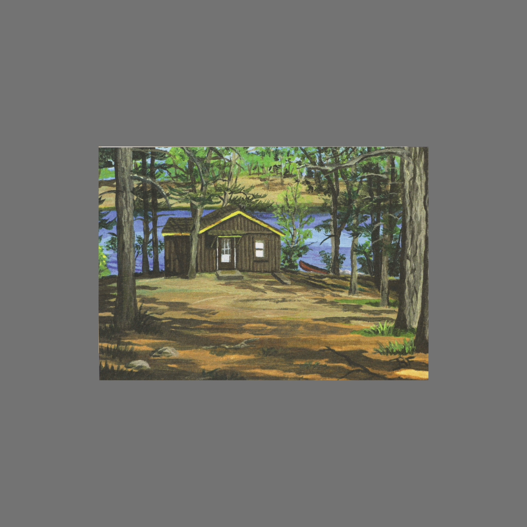 Pack of 8 - Cabin Near Water with Trees and Canoe (10043)
