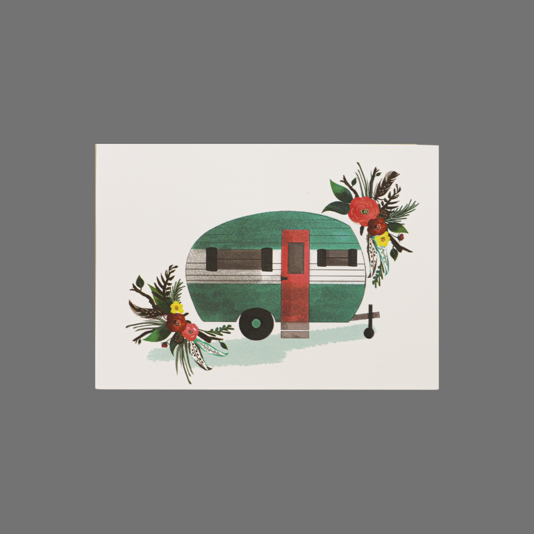 Pack of 8 - Camping Trailer with Flowers (10020)
