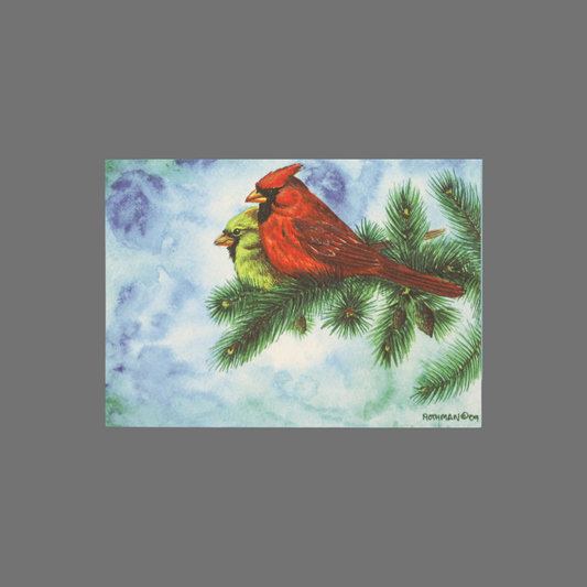 Pack of 8 - Cardinals on Evergreen Branch (10033)