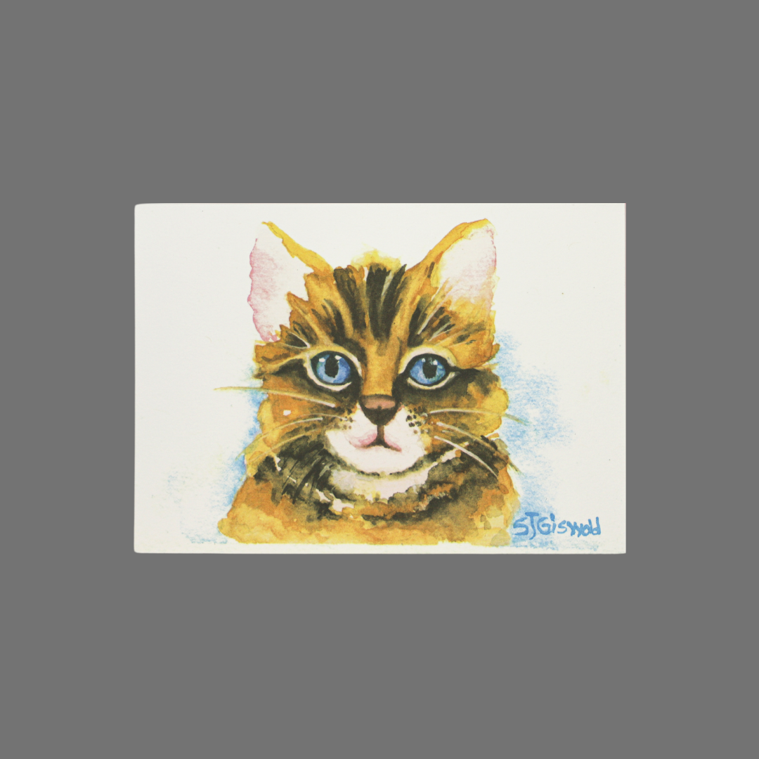 Pack of 8 - Cat with Blue Eyes and Blue Hazy Background (10029)