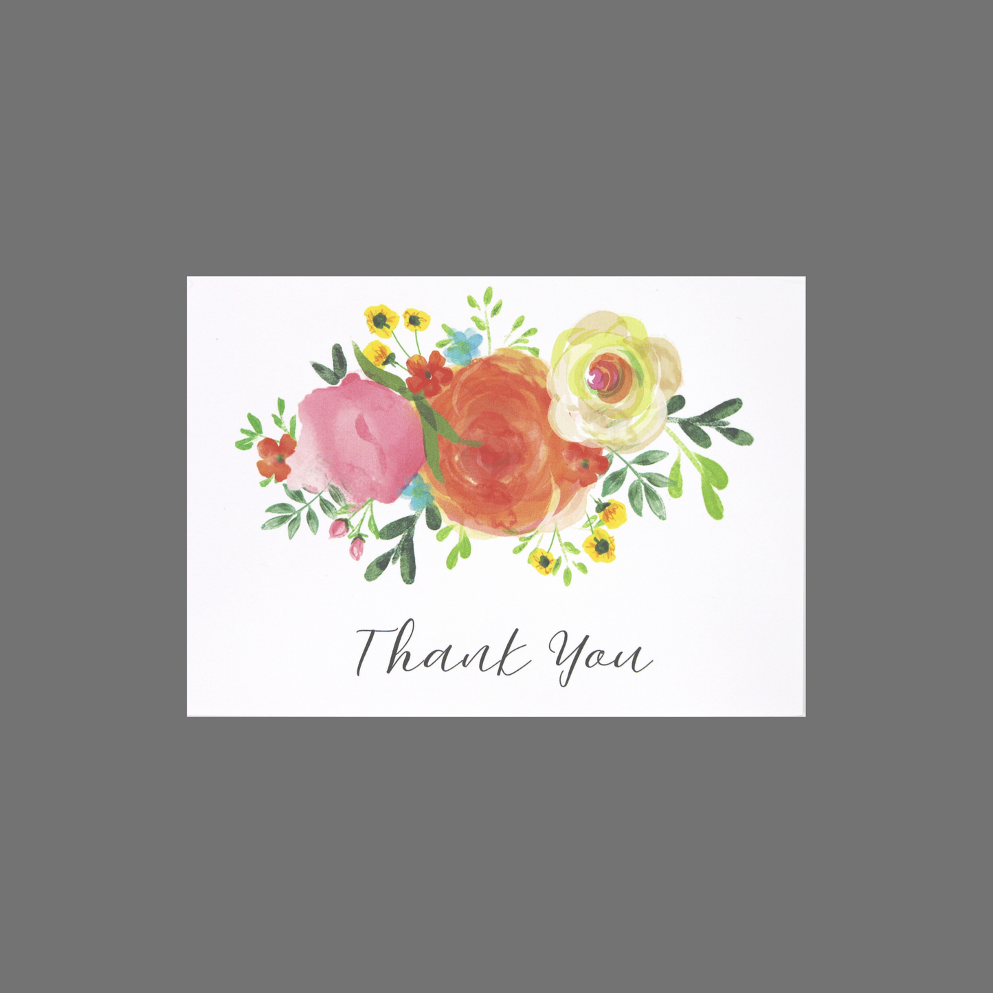 Pack of 8 - "Thank You" with Pink, Orange and White Flowers (10082)