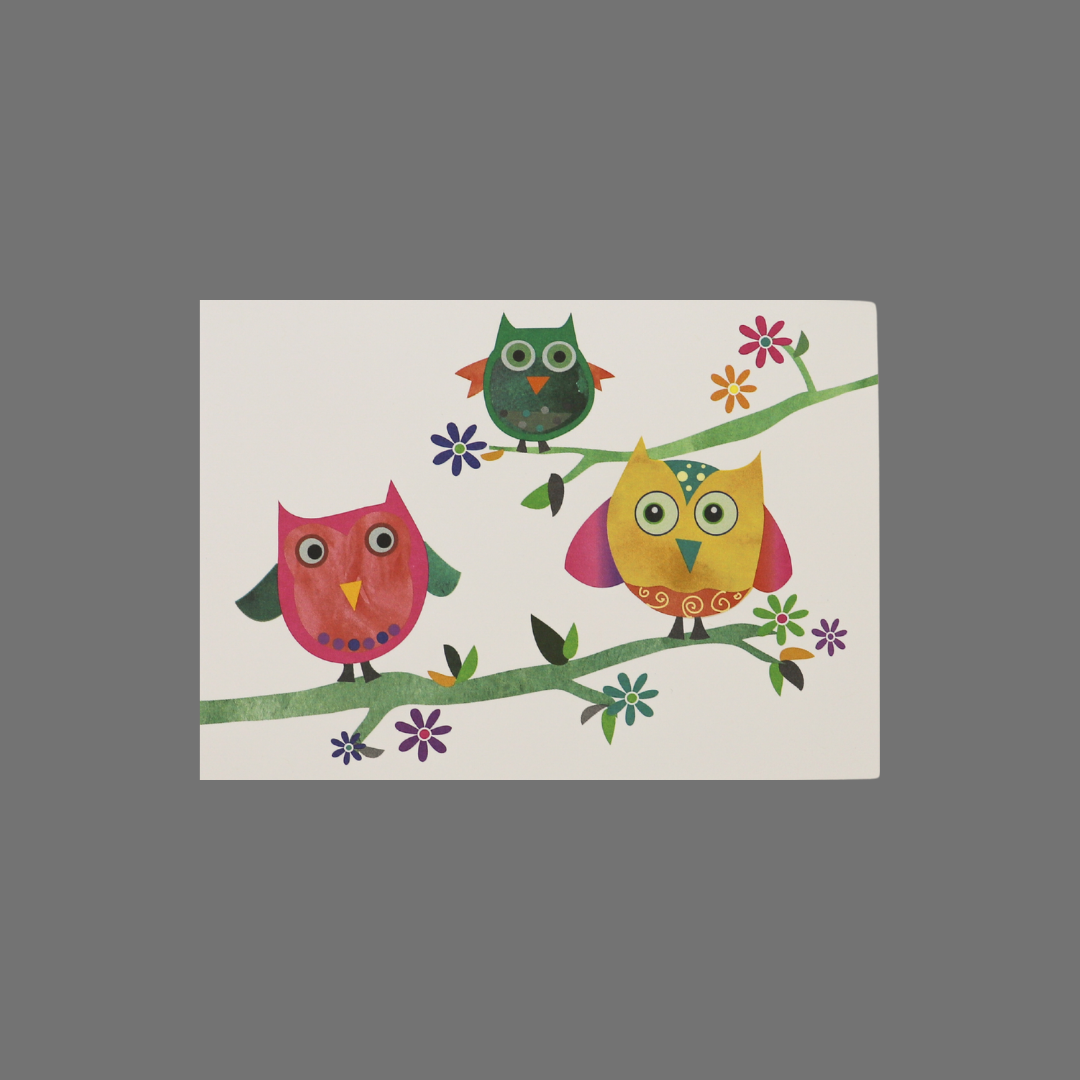 Pack of 8 - Three Owls on Branches (10024)