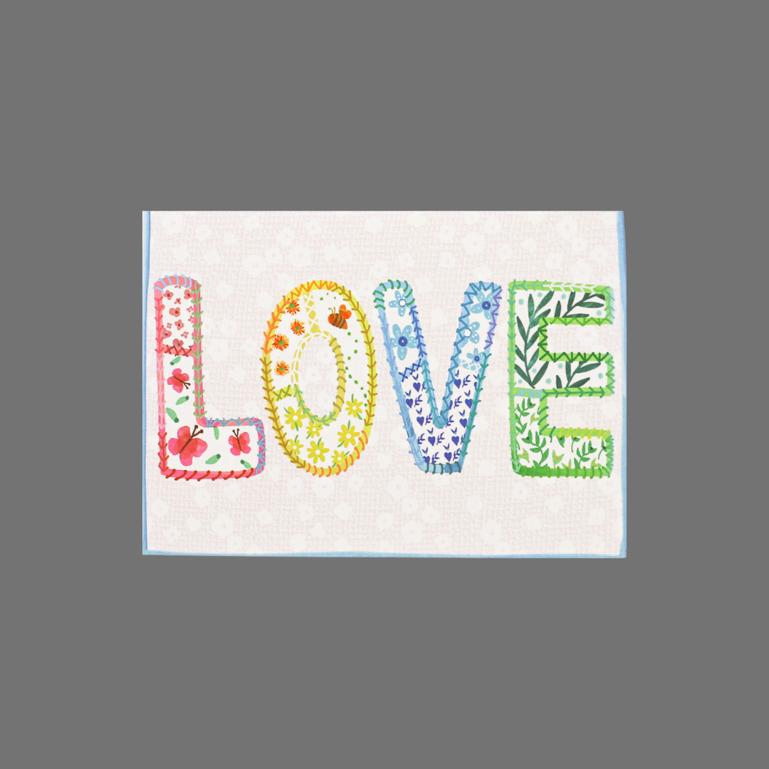 Pack of 8 - "LOVE" in Colorful Flowers (10058)