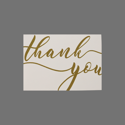 Pack of 8 - "Thank you" in Gold Cursive (10002)