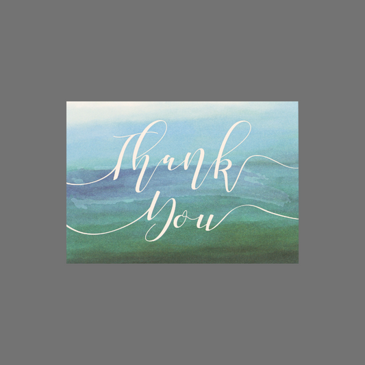Pack of 8 - "Thank You" with Blended Blue Watercolors (10009)