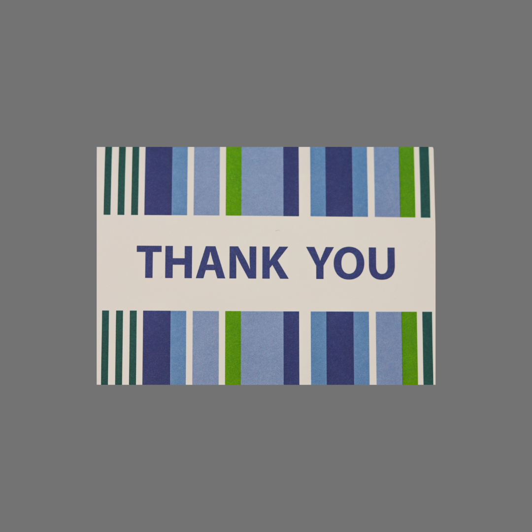 Pack of 8 - "Thank You" with Blue and Green Stripes (10069)