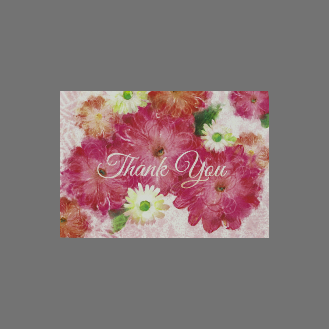 Pack of 8 - "Thank You" with Pink and White Flowers (10066)