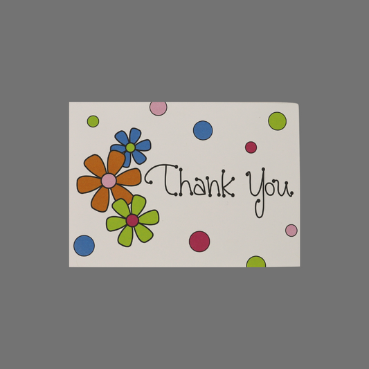 Pack of 8 - "Thank You" with Simple Flowers and Circles (10013)
