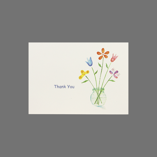 Pack of 8 - "Thank You" with Simple Flowers in Circle Vase (10027)