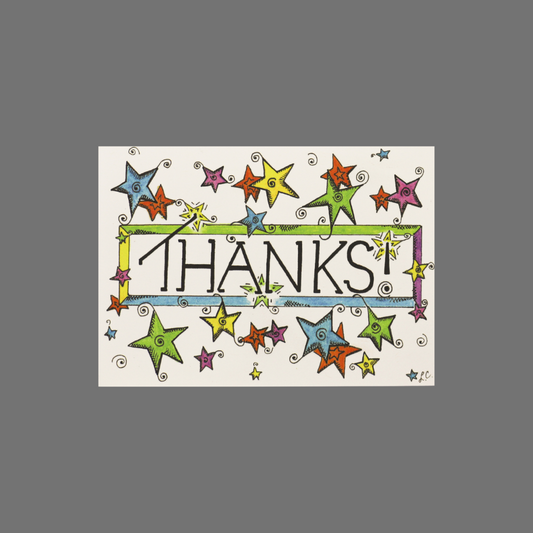 Pack of 8 - "Thanks!" with Stars and Swirls (10025)