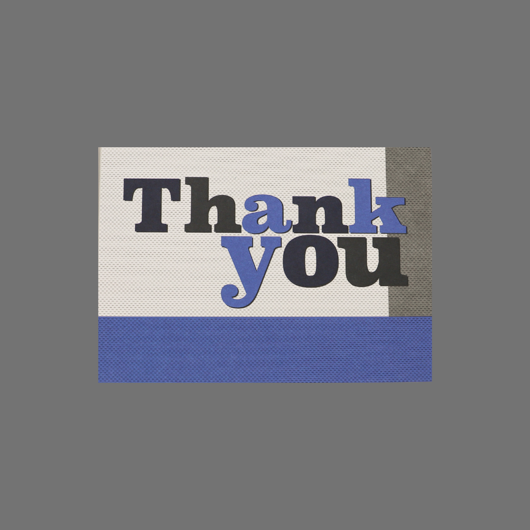 Pack of 8 - "Thank you" Blue and Black with Blocks (10006)