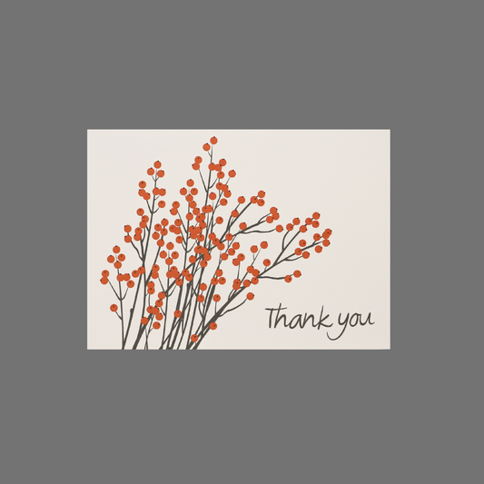 Pack of 8 - "Thank you" with Berries on Branches (10007)