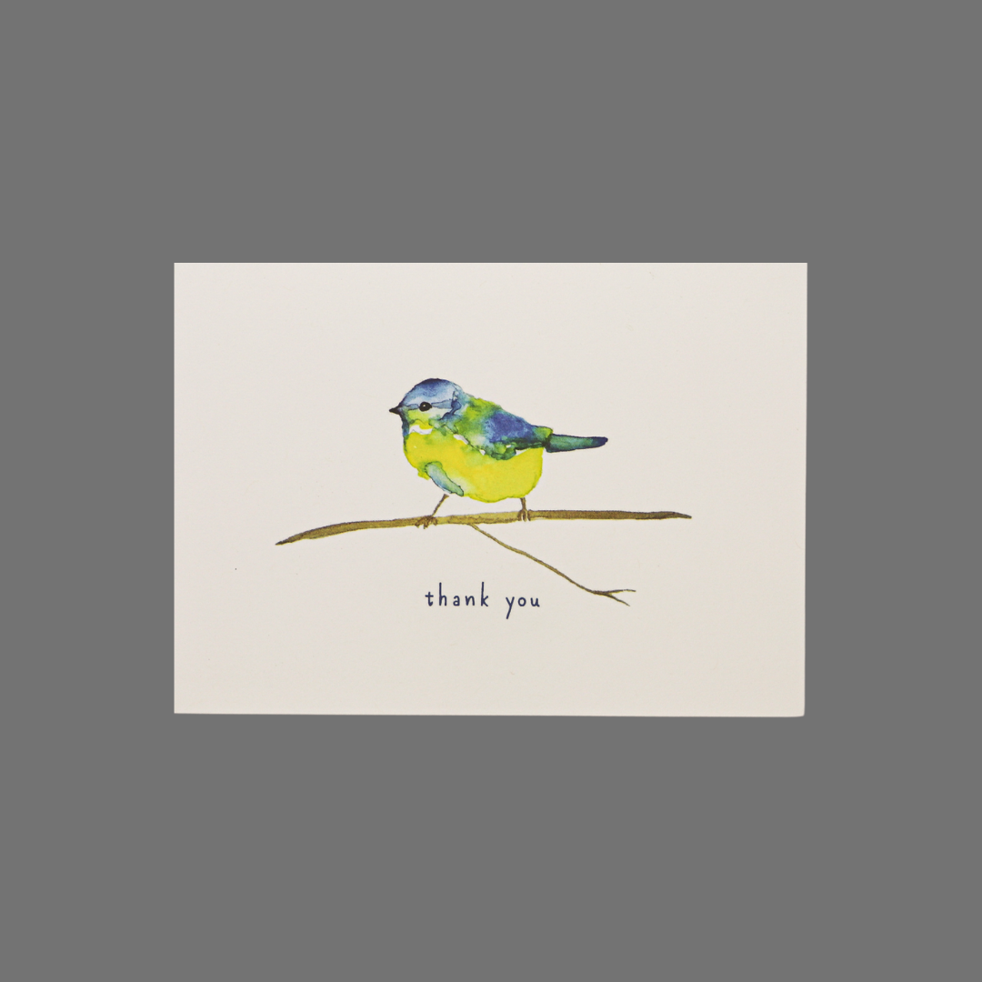 Pack of 8 - "Thank you" with Blue and Yellow Bird on Branch (10021)
