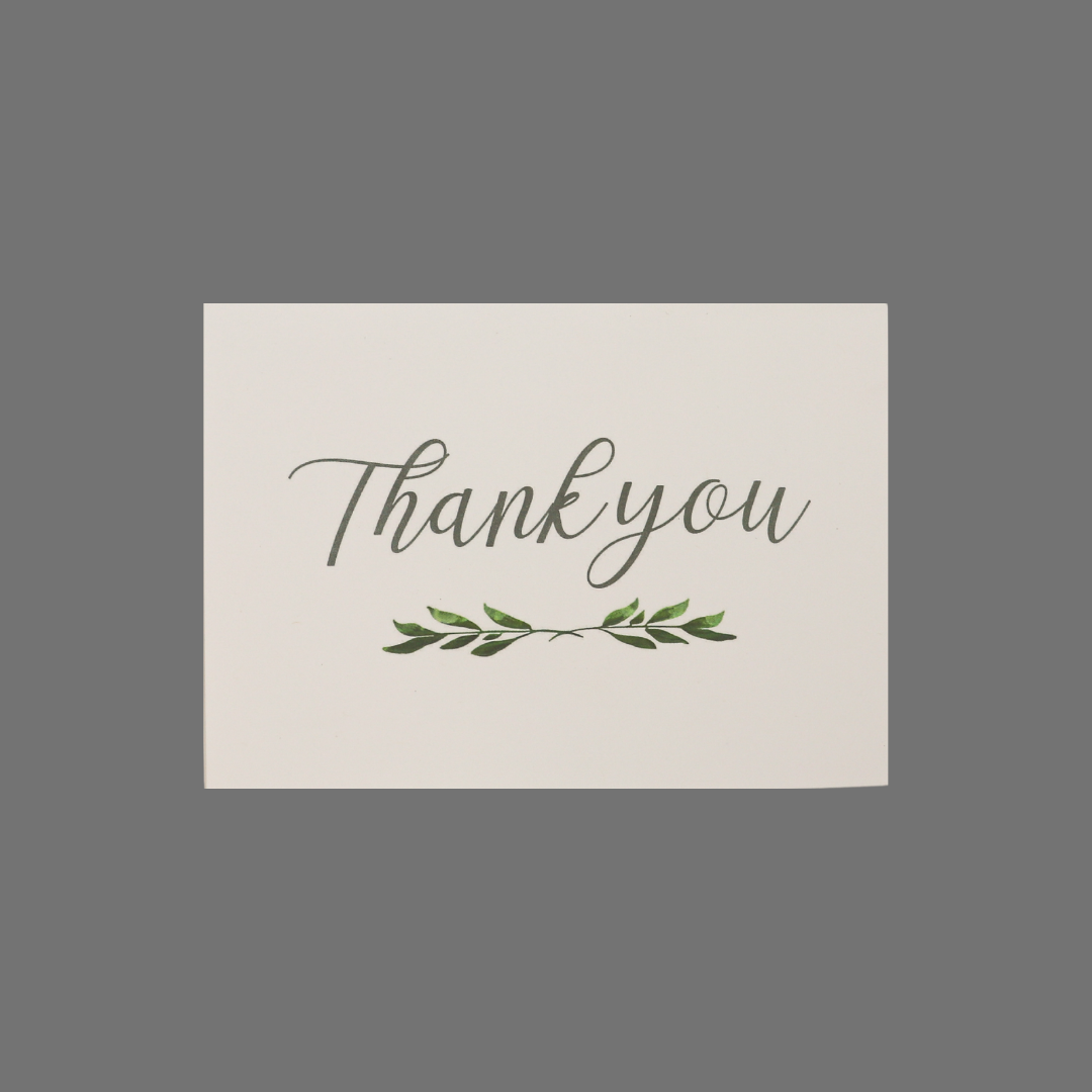 Pack of 8 - "Thank you" with Branch and Leaves (10001)